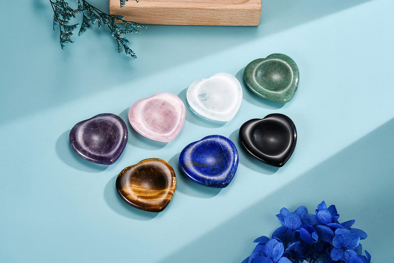 CrystalTears Rose Quartz Crystal Worry Stone Heart Shape Healing Crystals Thumb Worry Stone Polished Pocket Palm Stone for Anxiety Stress Relief Meditation Reiki Healing - NewNest Australia