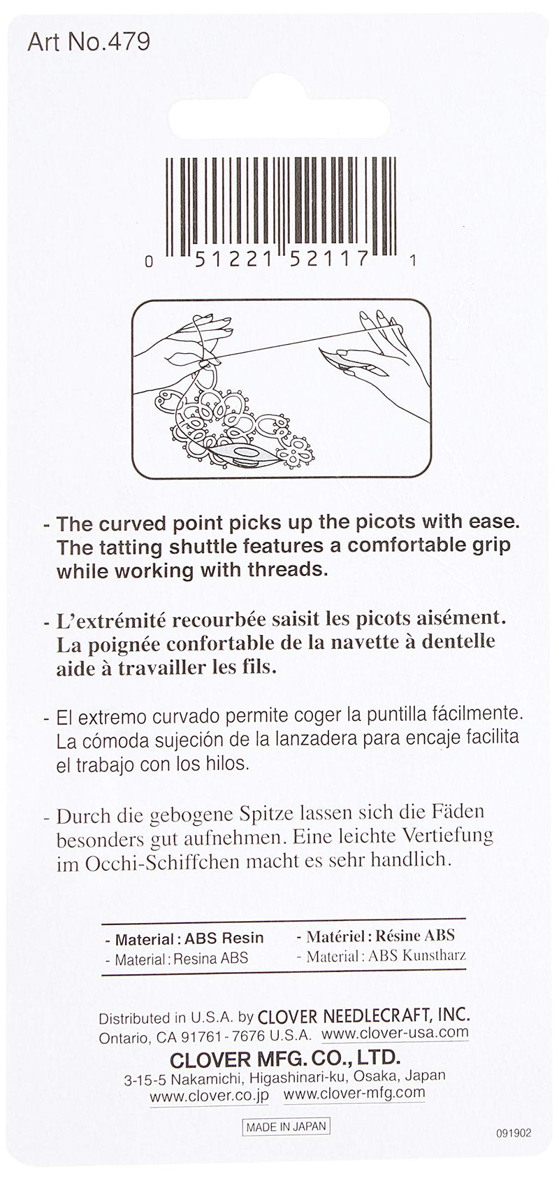 Clover Tatting Shuttles Arts Supplies, 6" Height x 3" Length x 0.5" Width, Pink, Blue - NewNest Australia