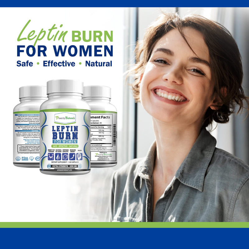 Power By Naturals - Leptin Burn for Women - Natural Appetite Suppressant, Metabolism Booster for Weight Control Diet Pills- Leptin Supplements - 60 Capsules - Fat Burner Weight Loss Pills for Women - NewNest Australia