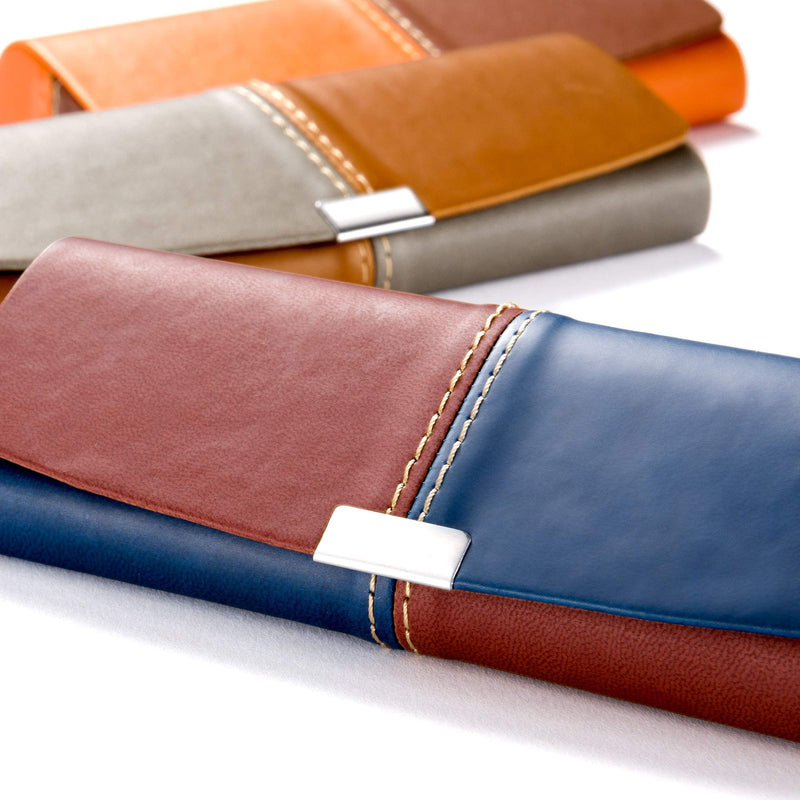 FEFI two-tone hard case glasses case in leather look blue/brown - NewNest Australia