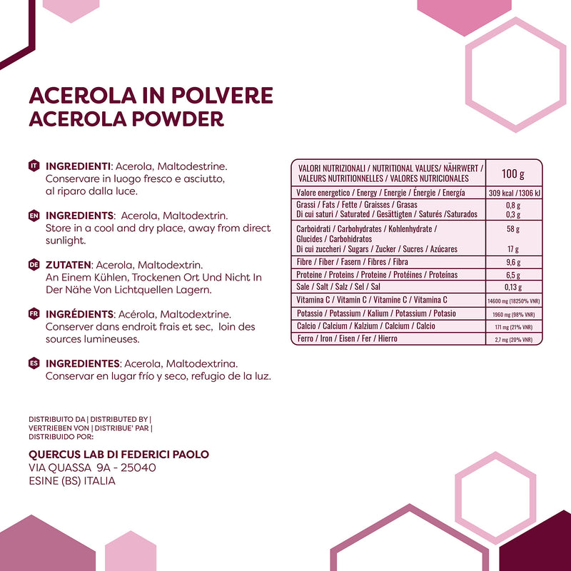 ERBOTECH, Acerola Powder 100g Pack Natural Source of Vitamin C with Antioxidant Properties Vegan - NewNest Australia
