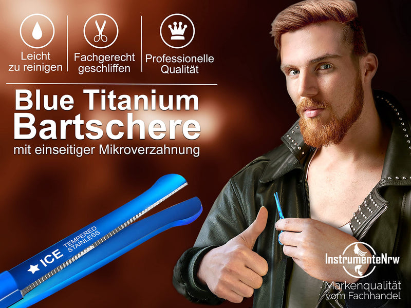 Beard scissors BLUE TITANIUM mustache scissors nose hair scissors with micro-serration - NewNest Australia