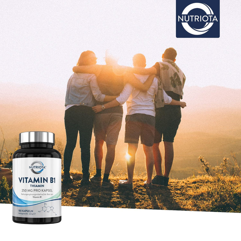 Vitamin B1 (Thiamine) High Dose 250 mg Capsules – 180 Capsules – Vegan Friendly – From Nutriota - NewNest Australia