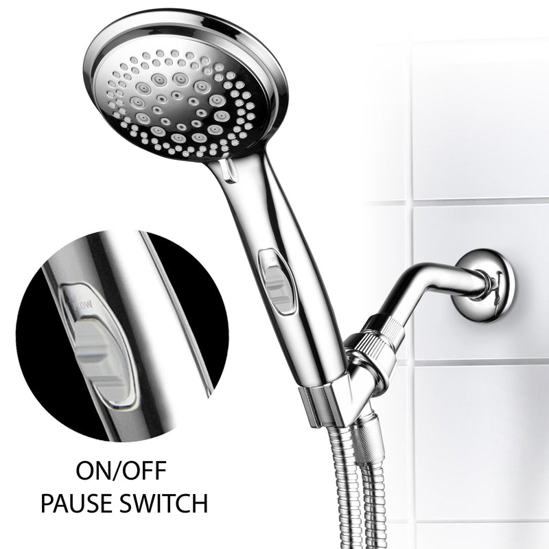 Dream Spa 1459 9-Setting High-Power Ultra-Luxury Handheld Shower Head with Patented ON/OFF Pause Switch and 5-7 foot Stretchable Stainless Steel Hose (Premium Chrome) Use as overhead or handshower - NewNest Australia