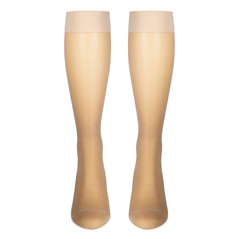 NuVein Sheer Compression Stockings, 15-20 mmHg Support, Women's Medium Denier Nylons, Knee High, Closed Toe, Beige, Small Small (1 Pair) - NewNest Australia