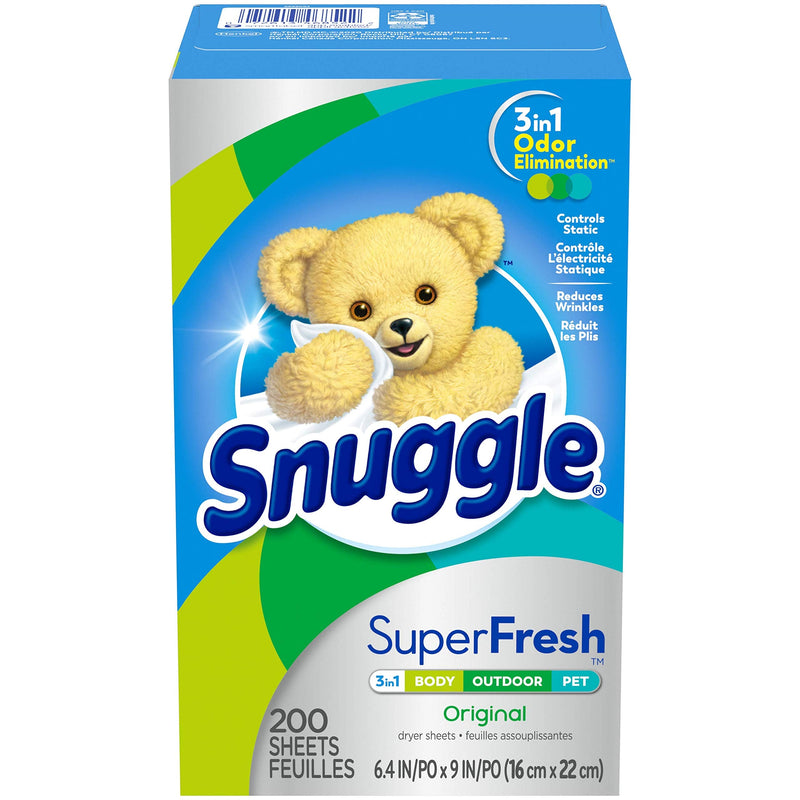 Snuggle Plus SuperFresh Fabric Softener Dryer Sheets with Static Control and Odor Eliminating Technology, Original, 200 Count - NewNest Australia