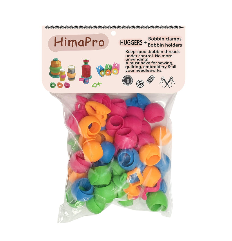 HimaPro Silicone Thread Spool Savers 48 Huggers 4 Bobbin Clamps and 4 Bobbin Holders - Prevent Thread Tails from Unwinding - No More Loose Ends 56 PCs Combo Set - NewNest Australia