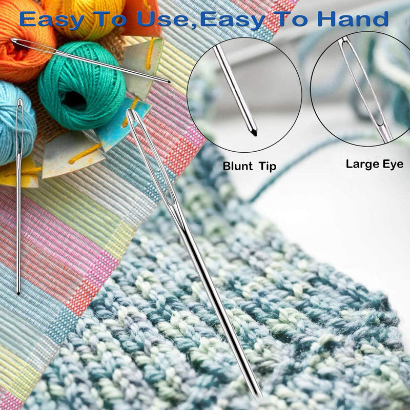26 Pcs Sewing Knitting Kits, 9 Pcs Large-Eye Blunt Yarn Needles, 4 Pcs Plastic Weaving Needles,12 Pcs Colorful Knitting Crochet Locking Counter Stitch Needle, Suitable for Crochet Project 26 PCS - NewNest Australia