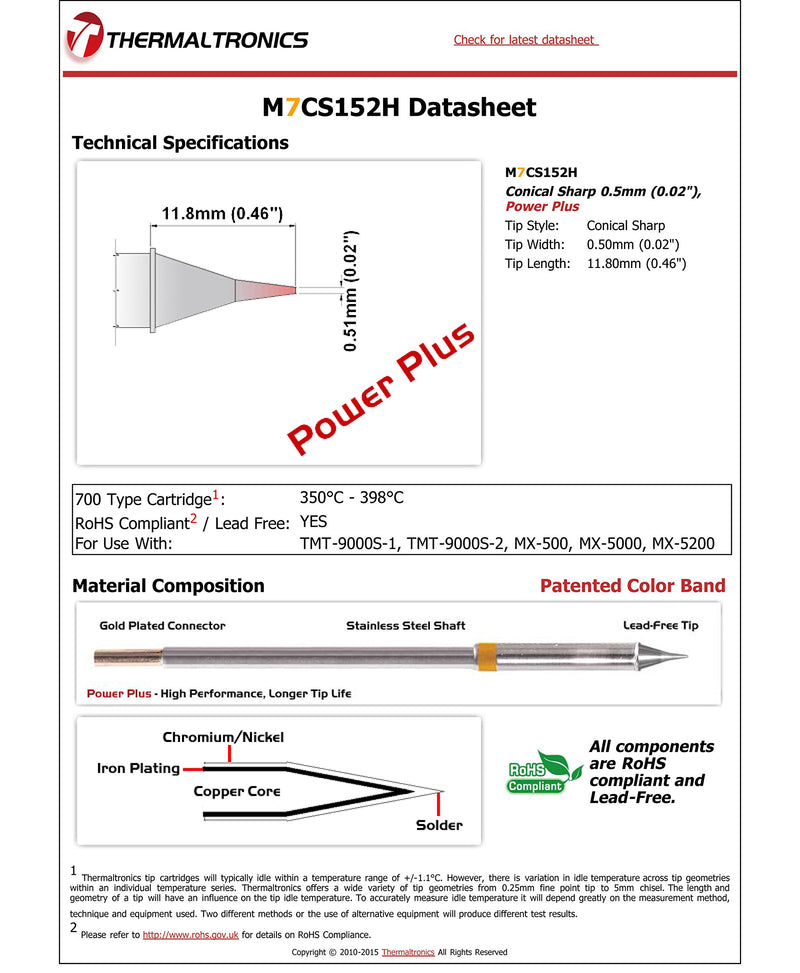 Thermaltronics M7CS152H Conical Sharp 0.5mm (0.02in), Power Plus - NewNest Australia