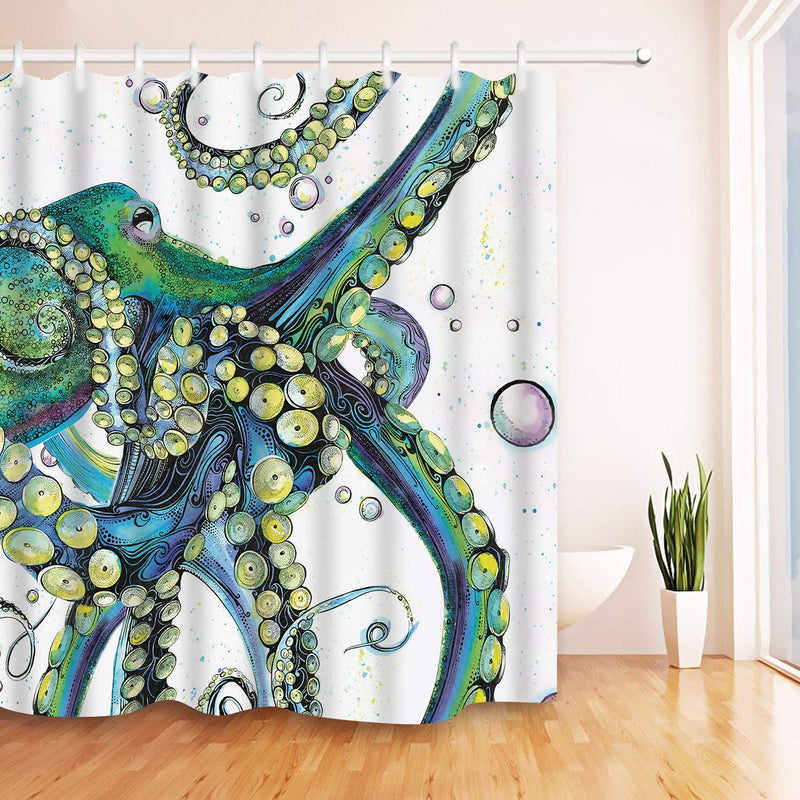 Smurfs Yingda Bathroom Shower Curtain Colorful Fashion Octopus Shower Curtains Durable Fabric Bath Curtain Waterproof Bathroom Curtain with 12 Hooks 70" L × 69" W - NewNest Australia