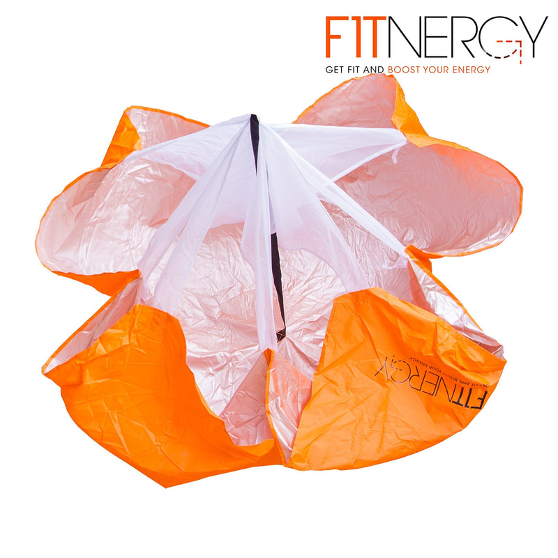 F1TNERGY Running Resistance Parachute Durable 56" Orange Speed Sprint Training Chute - Free Carrying Bag - Maximize & Explosive Acceleration Soccer Football Agility Ladder Speed 1 UNIT - NewNest Australia