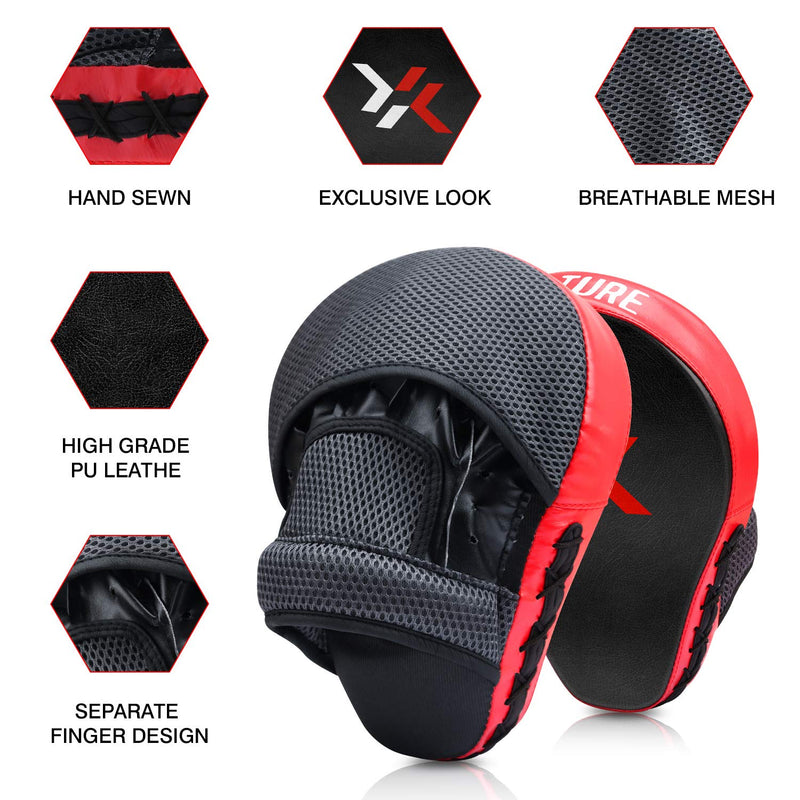 Xnature Essential Curved Boxing MMA Punching Mitts Boxing Pads w/Gift Box Hook & Jab Pads MMA Target Focus Punching Mitts Thai Strike Kick Shield for X'Mas Gift Punching Mitts A pair Red - NewNest Australia