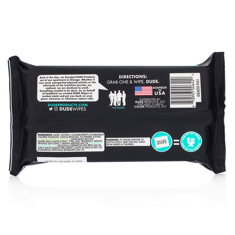 DUDE Wipes Flushable Wet Wipes Dispenser Mint Chill 48Count - Scented Wet Wipes with Vitamin-E Aloe Eucalyptus & Tea Tree Oils for at-Home Use Septic & Sewer Safe Pack of 1 - NewNest Australia