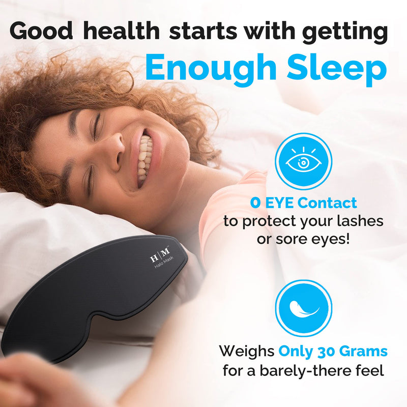 100% Blackout Sleep Masks for Women & Men - Sleeping Mask - Zero Eye Pressure Blackout Eye Mask for Sleeping -Our Halo Sleep Eye Mask Includes a Storage Pouch- Black Eye Mask for Travel or Blindfold - NewNest Australia