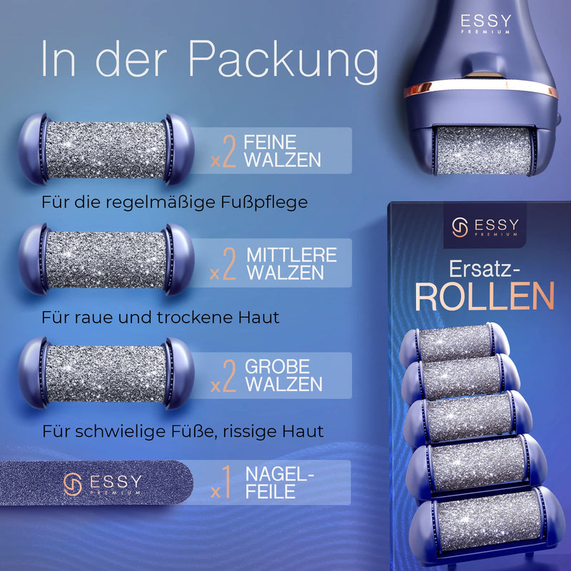 Essy Electric Callus Remover Test Winner with 5 Replacement Rollers Callus Removal Electric Callus Remover Foot Care Device Pedicure Set Electronic Foot Care Callus File 7-Piece Set - NewNest Australia