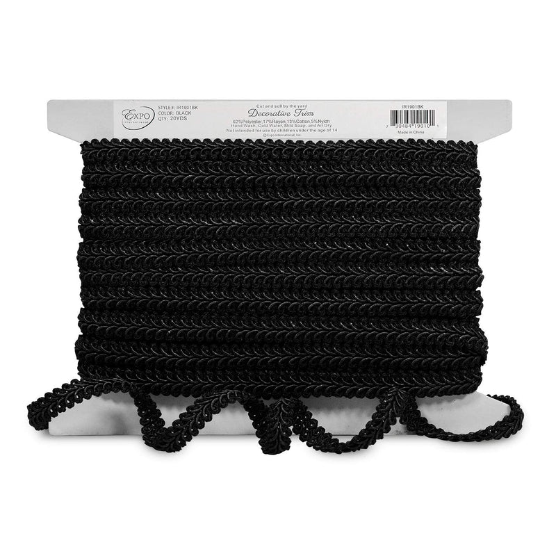 Expo International Trims by The Yard Alice Classic Woven Braid Trim, Black (20 Yard Cut) (IR1901BK-20) - NewNest Australia