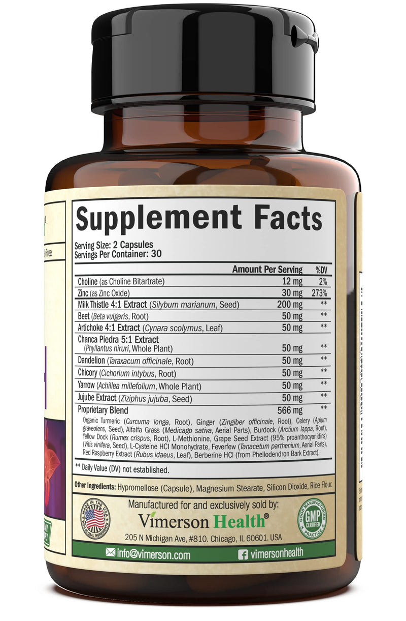 Liver Health Detox Support Supplement - Herbal Blend for Men & Women with Artichoke Extract, Milk Thistle, Dandelion Root, Turmeric, Beet Root, Alfalfa, Choline & Celery Seed. 60 Capsules. Non GMO - NewNest Australia