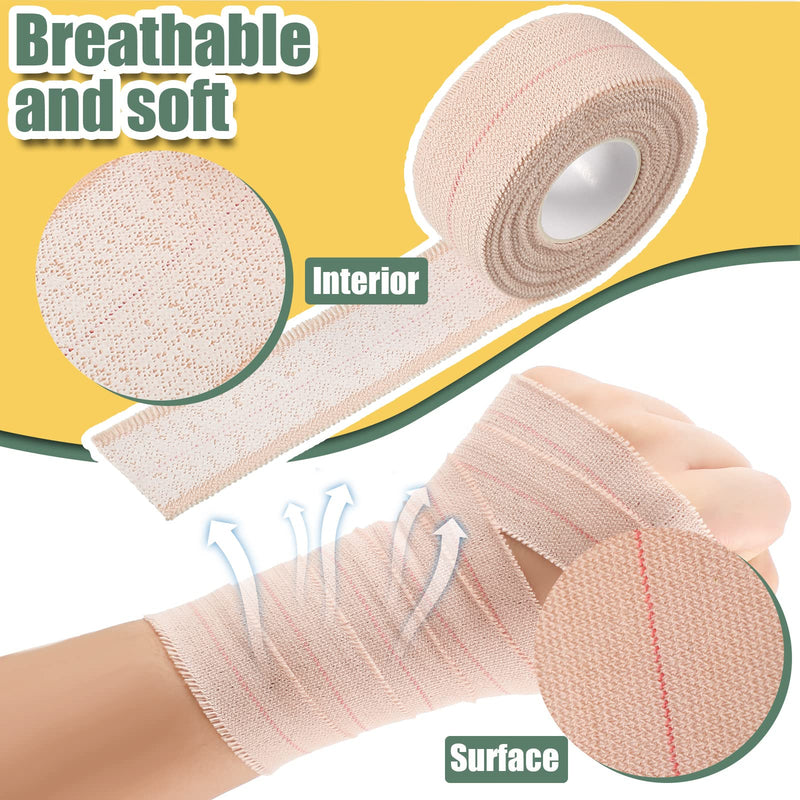 2 Rolls Adhesive Elastic Tape Bandage Tape Wrap Flexible Stretch Bandages for Sports Ankle, Knee and Wrist Sprains(Beige,1 Inch Wide) Beige 1 Inch Wide - NewNest Australia
