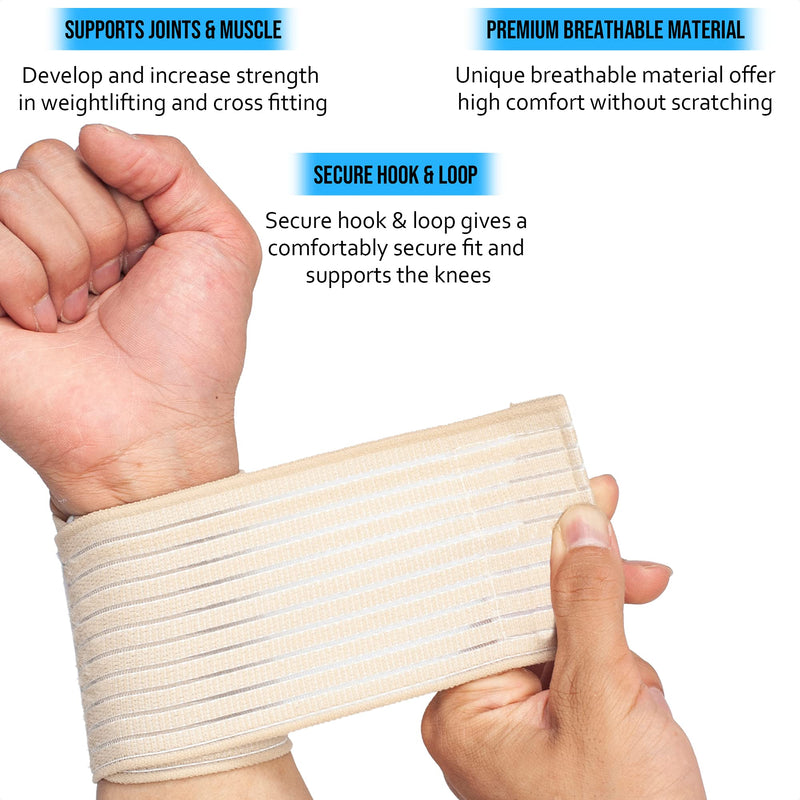 360 RELIEF - Wrist Support Wrap Compression Brace for | Sports Injury, Relieve Muscle Pain, Sprain, Fitness, Gym Crossfit, Weightlifting, Powerlifting | Beige with Mesh Laundry Bag | - NewNest Australia