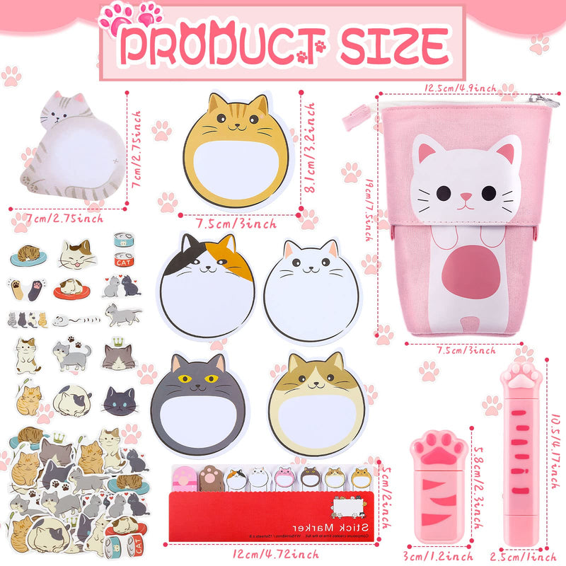 400 Pieces Cute Cat Stationery Set Cartoon Kawaii Stationary Cute School Supplies Including Gel Ink Pens Sticky Memos Notes Telescopic Pencil Pouch Bag Correction Tapes Album Sticker for School Office - NewNest Australia