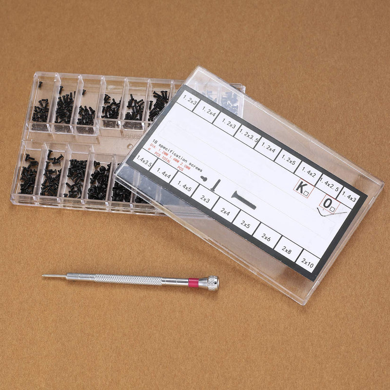 Vwoqiy 500pcs Micro Repair Screws, Tiny Carbon Steel Mini Screws Assortment, Electronic Screws for Glasses Laptop Jewelry Watch Repair with Screwdriver - NewNest Australia