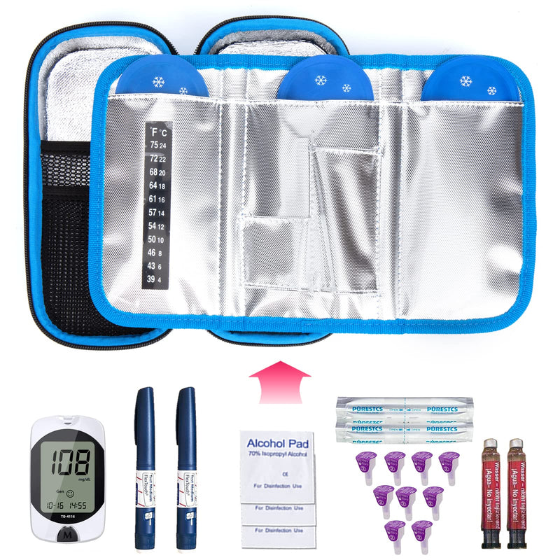 YOUSHARES insulin cooler bag, Eva insulin bag for insulin pen, insulin and other diabetic accessories, diabetic bag with 3 nylon ice packs (blue) 01-blue - NewNest Australia