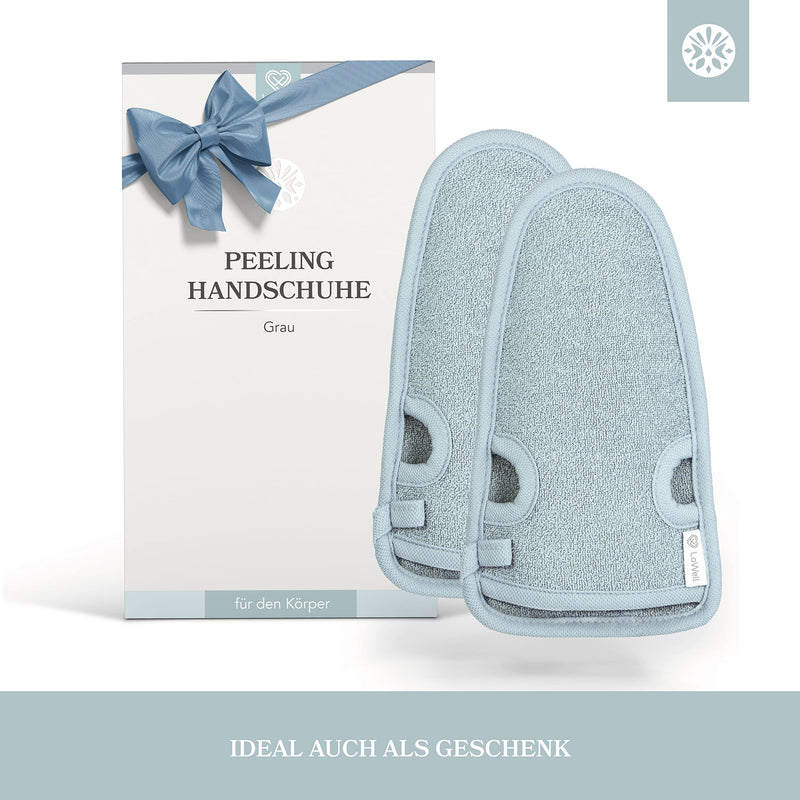 Lowell - Exfoliating Glove Incl. Exfoliating Guide (May Not Be In English Language) + 2 X Bonus Suction Cups - Luxury For Your Body - Wellness Glove - Body & Face Shower Sponge - Hamam Gloves Grey/Grey - NewNest Australia