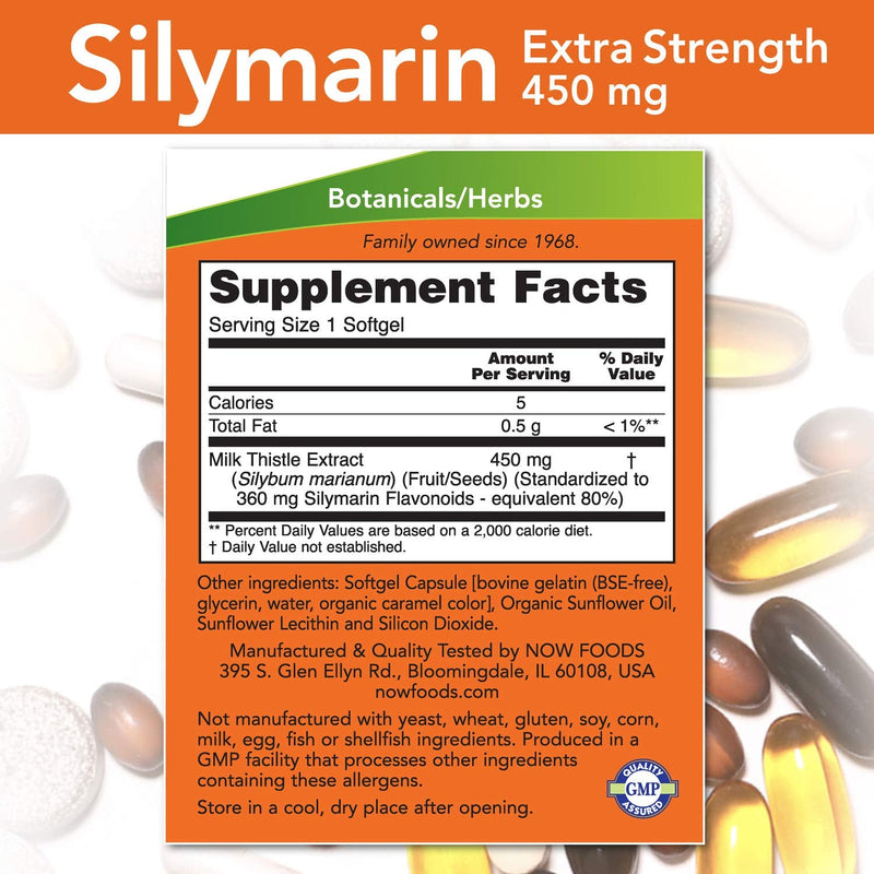 NOW Supplements, Silymarin Milk Thistle Extract, Extra Strength 450 mg, 120 Softgels - NewNest Australia