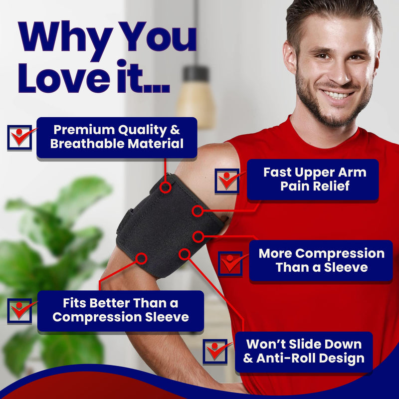 Bicep Tendonitis Brace Compression Sleeve - Triceps & Biceps Muscle Support For Upper Arm Tendonitis Pain Relief Or Bicep Strains (S/M Bicep 6 to 10") S/M (Bicep 6 to 12 Inches) - NewNest Australia