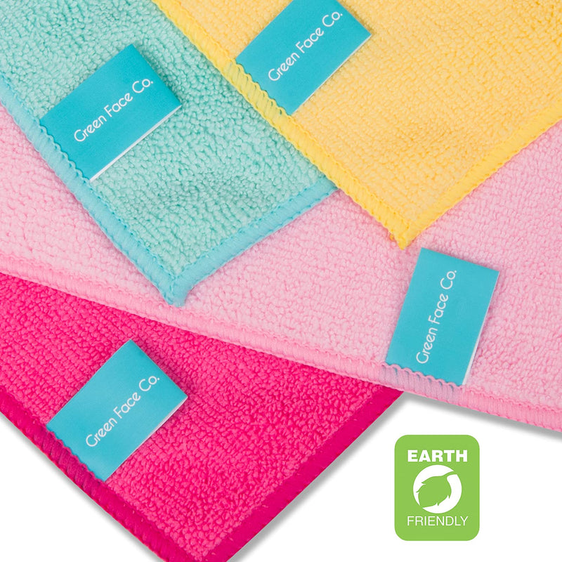20 x Microfibre Makeup Remover Wipes with Laundry Bag by Green Face Co | Reusable Soft Facial Cloths for Beauty Routine | Great Make Up Removing Towel or Cleansing Cloth - NewNest Australia
