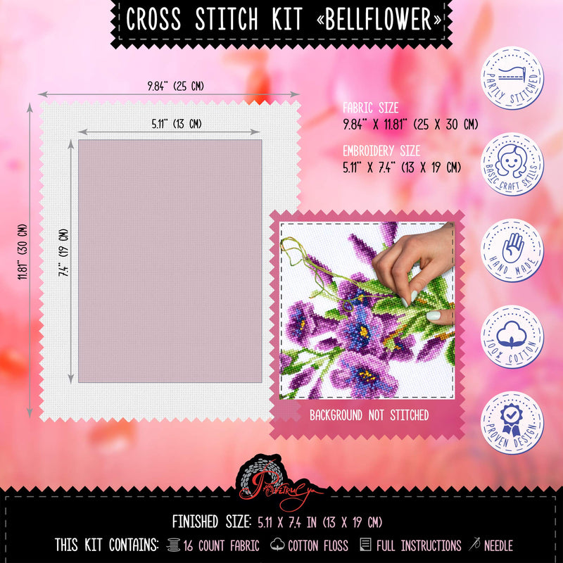 American Bell-Flower Counted Cross Stitch Kit – Flower DIY Embroidery Set American Bell-Flower - NewNest Australia