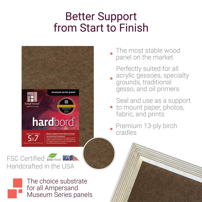Ampersand Art Supply Hardboard Wood Painting Panel: Museum Series Hardbord, 12"x12", 1/8 Inch Flat Profile 12"x12" - NewNest Australia
