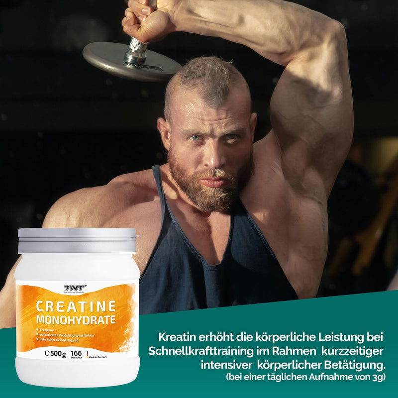 TNT Creatine Monohydrate (500g) • Pure Creapure ® • Vegan Creatine Powder • Creatine Monohydrate without additives 500g (pack of 1) - NewNest Australia