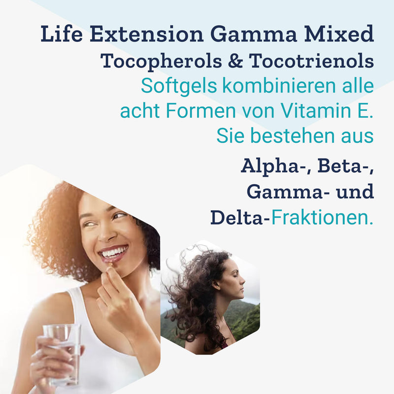 Life Extension, Gamma E, mixed tocopherols and tocotrienols, 10mg, 60 soft capsules, laboratory tested, gluten free, soy free, non-GMO - NewNest Australia