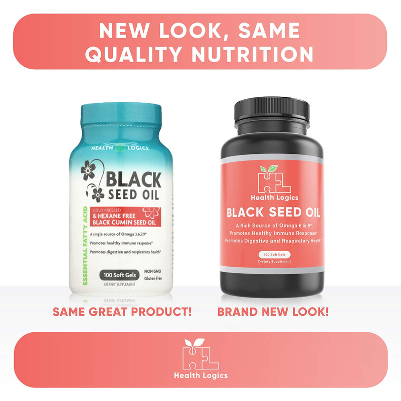 Health Logics Black Seed Oil, Cold Pressed, Rich Source of Omega 6 & 9 Essential Fatty Acids, from Nigella Sativa (100 Soft Gel Capsules) - NewNest Australia