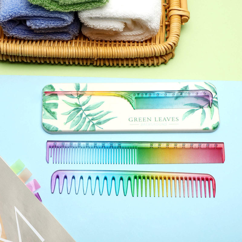 3 Pieces Fine Cutting Comb Salon Hairdressing Comb Rat Tail Comb Fine Teeth Hair Comb Styling Comb Anti-Static Heat Resistant Hairdressing Comb for Back Combing, Root Teasing (Rainbow Color) - NewNest Australia