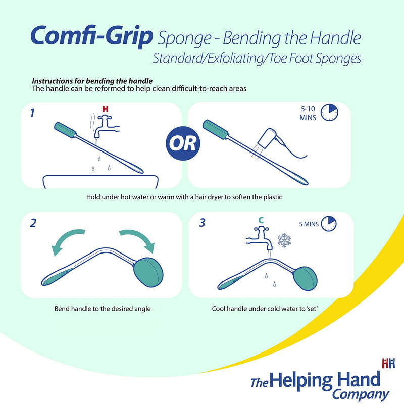 2 Pack Helping Hand Company Long Handled Deluxe Comfi-Grip Bath & Shower Sponge x 2, Bendable Shower Sponges 26”/65cm Long Exfoliating Sponge & Toe Foot Clean Sponge for Elderly, Disabled, Pregnant - NewNest Australia