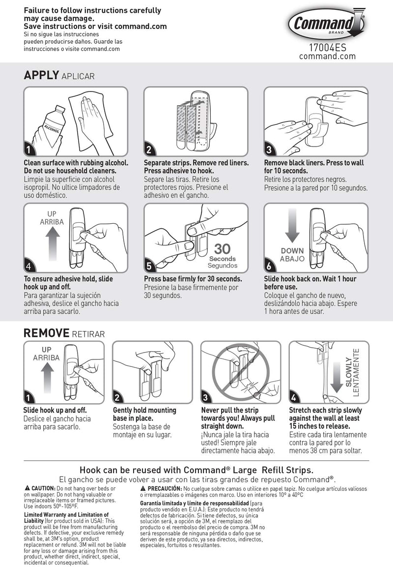 NewNest Australia - Command 4-Packages of 7.5 lb Capacity Hook, Indoor Use, Jumbo, White (17004ES) 