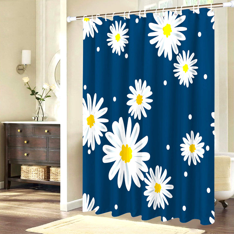 Tititex Daisy Shower Curtain Sets - Beautiful Cute Flowers with Blue Background Bathroom Curtain Daily, Waterproof Polyester Fabric Bath Curtains with 12 Hooks, 69 x 70 Inches - NewNest Australia