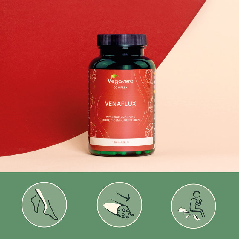 Circulation Booster Vegavero® | with Diosmin, Hesperidin, Rutin, Horse Chestnut & Butcher’s Broom | 120 Capsules | Leg Circulation, Haemorrhoids & Varicose Veins Relief | Vegan - NewNest Australia