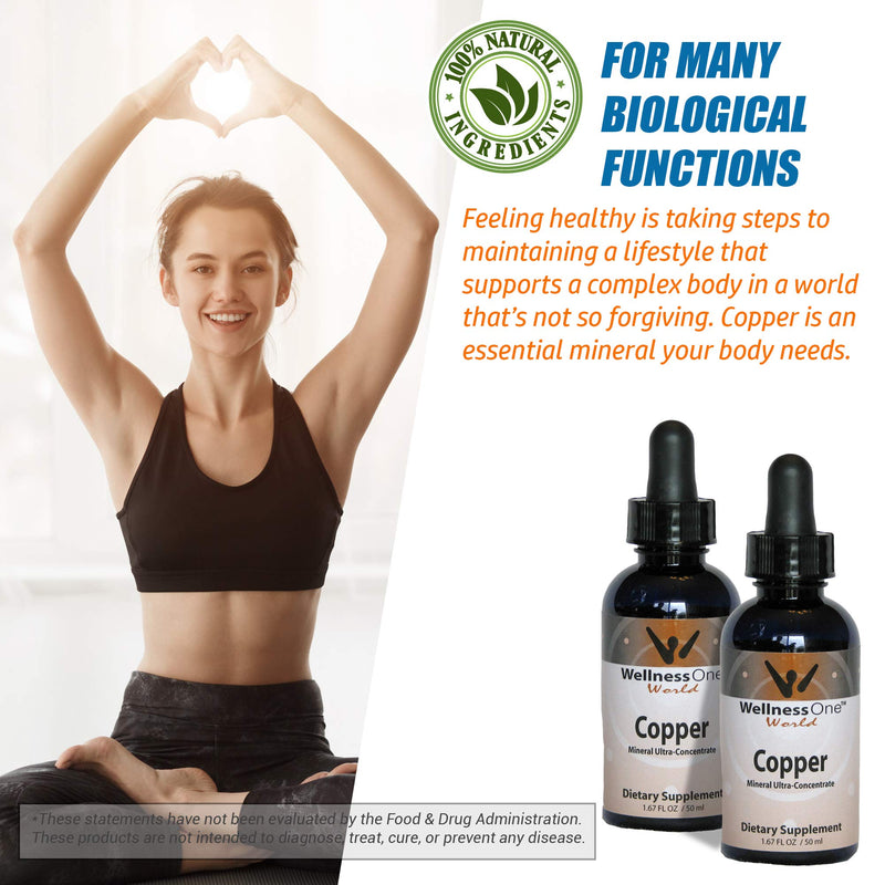 Copper - Best Liquid Ionic Mineral Supplement - (100 Days at 1mg per 10 Drops) 1.67fl oz. - Adjust Serving Sizes for Kids, Men and Women. - NewNest Australia