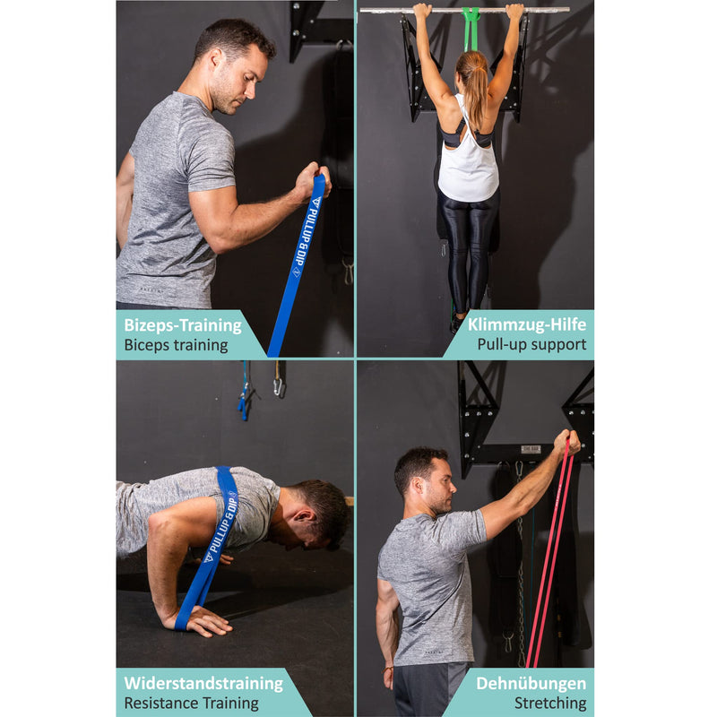 PULLUP & DIP Resistance Bands Pull Up Bands for Assisted Pull Ups, Calisthenics, Crossfit, Pull Up Bar; Premium Fitness Bands incl. Pouch, Exercise Guide + Door Anchor (for Sets) EXTRA LIGHT (red, 4-12 kg) - NewNest Australia