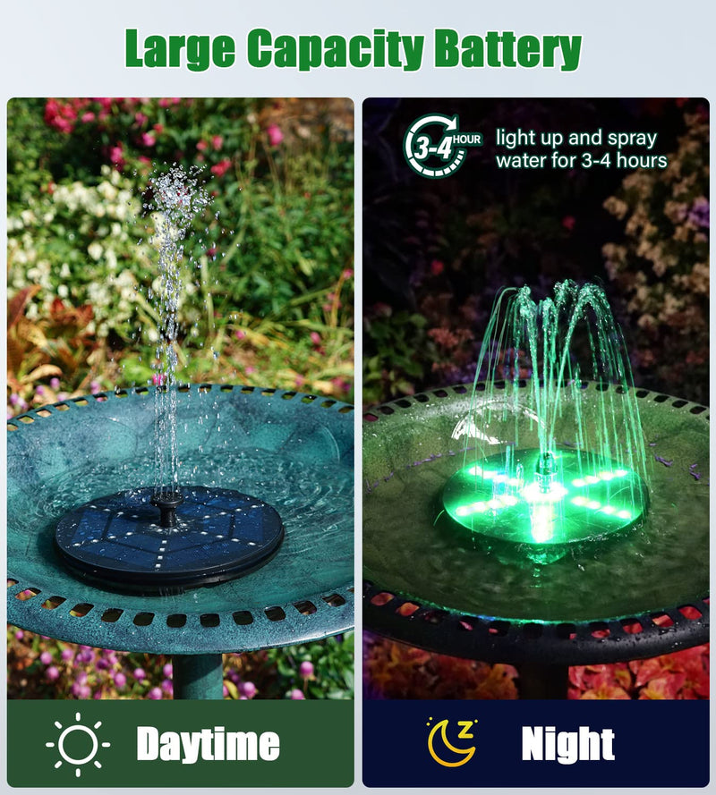 SZMP Solar Fountain Innovative Six-Pointed Star Colorful Light, 4W Solar Powered Fountain Pump with 7 Nozzle & 4 Fixer, Solar Bird Bath Fountain with Battery for Garden, Pond, Pool, Fish Tank, Outdoor - NewNest Australia