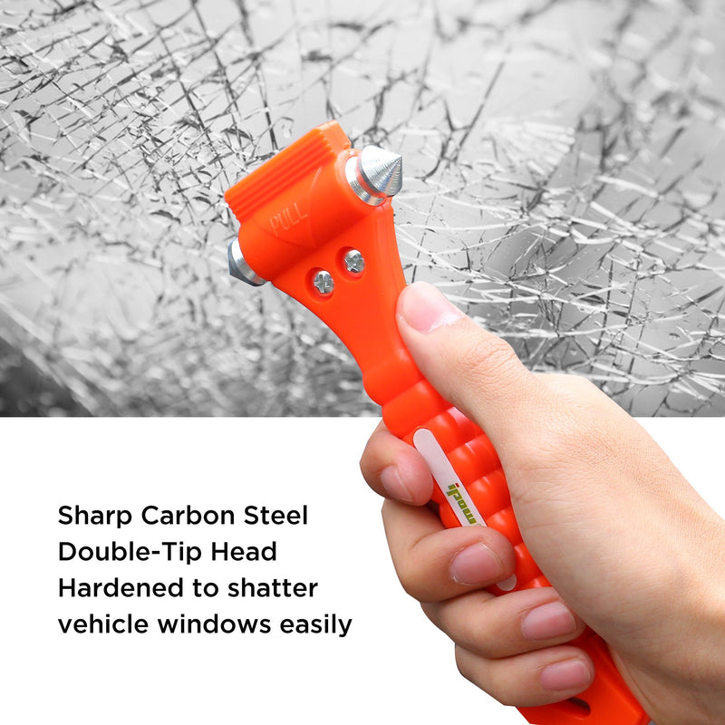 2 PCS High Carbon Steel Hard IPOW Car Safety Hammer Escape Tool With Antiskid Seatbelt Cutter, Life-Saving Emergency Glass/Window Punch Breaker Auto Rescue Disaster Hammer 2 PACK - NewNest Australia