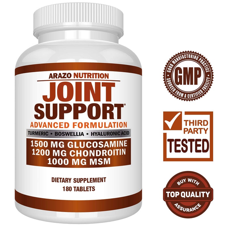Glucosamine Chondroitin Turmeric Msm Boswellia - Joint Support Supplement for Relief 180 Tablets - Arazo Nutrition - NewNest Australia