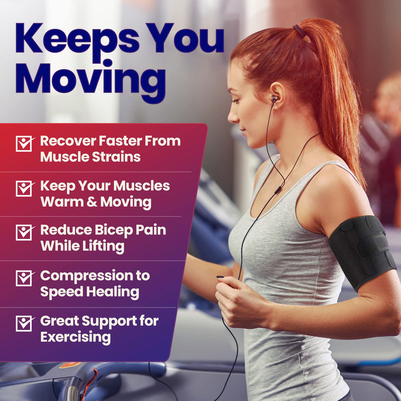 Bicep Tendonitis Brace Compression Sleeve - Triceps & Biceps Muscle Support For Upper Arm Tendonitis Pain Relief Or Bicep Strains (S/M Bicep 6 to 10") S/M (Bicep 6 to 12 Inches) - NewNest Australia