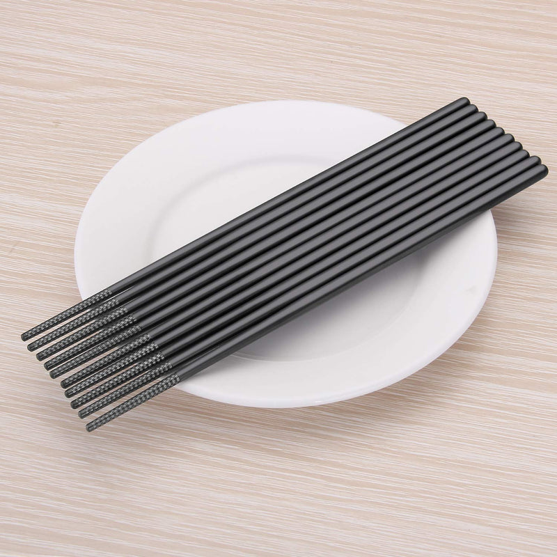 NewNest Australia - SHARECOOK Chopsticks set, 18/10 Stainless Steel Metal Korean Chopsticks, 9.45 Inches Reusable Chopsticks for Dinner, Easy to Hold (5 Pairs, Black) 5 Pairs 