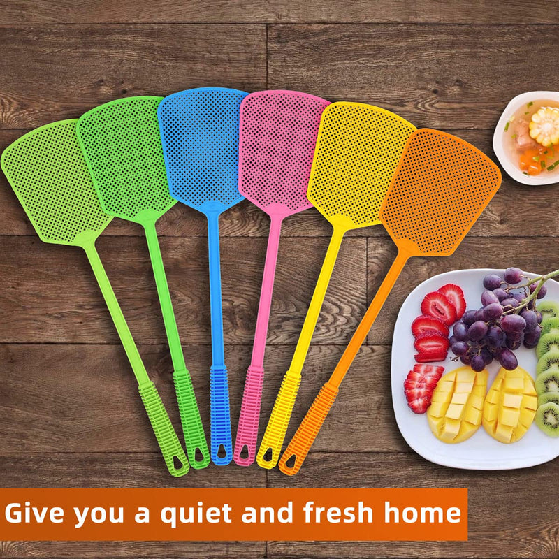 Kensizer 6-Pack Plastic Fly Swatters Heavy Duty, Multi Pack Matamoscas, Long Handle Fly Swat Shatter Bulk, Large Bug Swatter That Work for Indoor and Outdoor - NewNest Australia