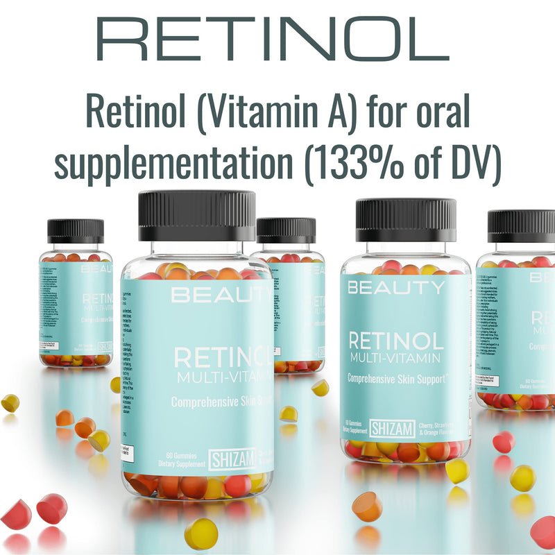Retinol Beauty Multi-Vitamin Gummies w/ A B-5 B-6 B-9 Folate Folic Acid B-7 Biotin B-12 C E Iodine & Zinc for Skin-Care Anti-Aging Hair-Loss Growth Wrinkles Turn-Over Collagen Production for Women - NewNest Australia