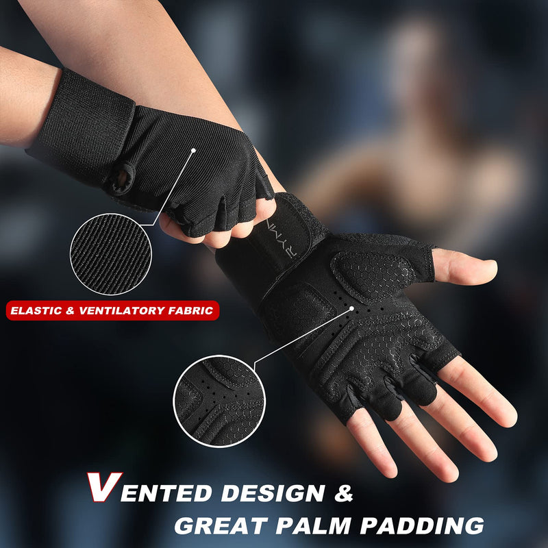 RYMNT Workout Gloves with Wrist Wrap Support, Weight Lifting Gloves with Full Palm Protection & Extra Grip for Men Women Gym Exercise, Cross Training, Weightlifting, Pull ups Black Medium - NewNest Australia